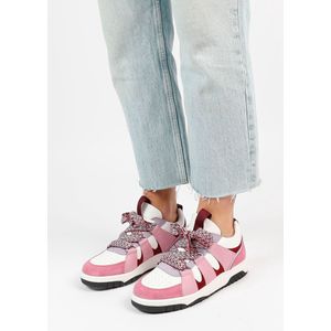 Sacha - Dames - Roze suède sneakers met chunky veters - Maat 37