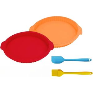 Bakevormen Set van Twee Stuks voor Diverse Desserts, Incl. Bakborstel en Spatel