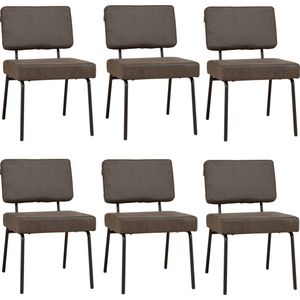 Bronx71® Industriële eetkamerstoel Espen antraciet eco-leer - Eetkamerstoelen set van 6