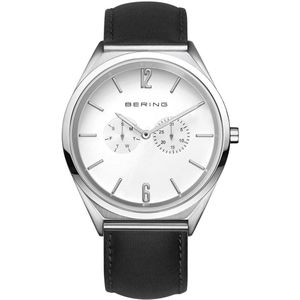 Bering Unisex Bering stalen horloge model 17140-404 - Horloge - Leer - Zwart