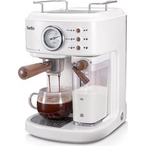 Derlla Retro koffiezetapparaat - Espressozeefmachine - 20 ba - Espressomachine - RVS - (off-white)
