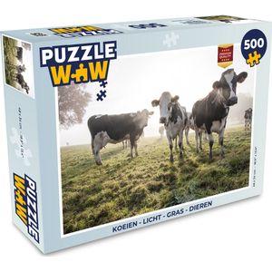 Puzzel Koeien - Licht - Gras - Dieren - Legpuzzel - Puzzel 500 stukjes