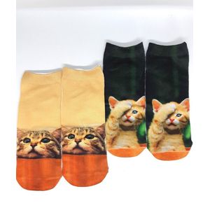 Sokjes dieren katten 3D leuk Unisex one size