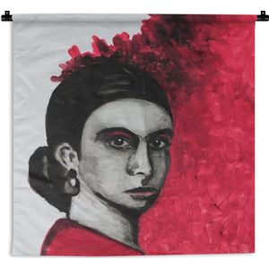 Wandkleed Kleurrijke portretten van vrouwen - Schildering van Frida Kahlo Wandkleed katoen 90x90 cm - Wandtapijt met foto