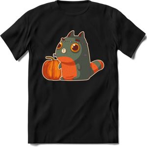 Frankenstein kat T-Shirt Grappig | Dieren katten halloween Kleding Kado Heren / Dames | Animal Skateboard Cadeau shirt - Zwart - XXL