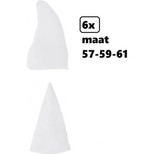 6x Kaboutermuts wit - maat 57-59-61 - Smurf dwerg kabouter paddestoel feest carnaval festival