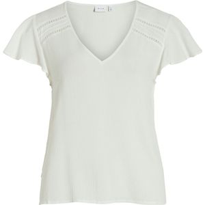 Vila T-shirt Vimesa Tape Detail S/s Top - Noos 14089243 Egret Dames Maat - 34