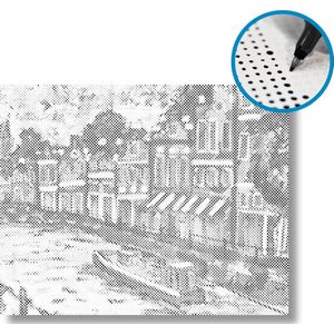 De gracht | Dot painting | 60x80cm | Op frame gespannen | Vrolijk Schilderij | Corrie Leushuis