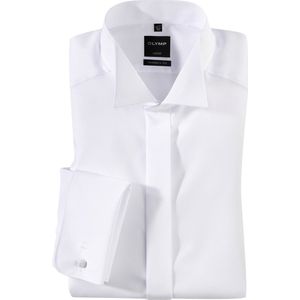 OLYMP Luxor modern fit overhemd - smoking overhemd - mouwlengte 7 - wit met wing kraag - Strijkvrij - Boordmaat: 37