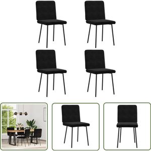 The Living Store Eetkamerstoelen 4 st fluweel zwart - Eettafelstoel - Eetkamerstoel - Velours Stoel - Zwarte Stoel - Luxe Stoel