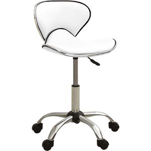 The Living Store Salonkruk kunstleer wit - Werkstoel - Salontafel - Kantoorstoel - Bureaustoel - Stoel