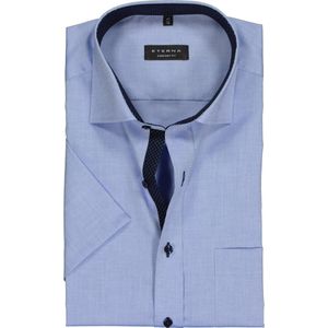 ETERNA comfort fit overhemd - korte mouw - fijn Oxford heren overhemd - lichtblauw (blauw gestipt contrast) - Strijkvrij - Boordmaat: 45