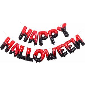 Happy Halloween Slingers Halloween Decoratie Vlaggenlijn Halloween Versiering Ballonnen Slinger Rood Zwart – 1 Stuk