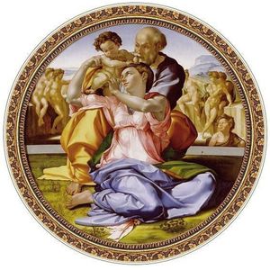 Ronde puzzel Michelangelo - De heilige familie (525 stukjes, kunst vormpuzzel)