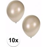 10x stuks metallic zilveren ballonnen 36 cm - Verjaardag party feestartikelen en versiering