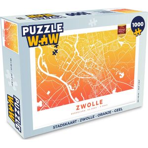 Puzzel Stadskaart - Zwolle - Oranje - Geel - Legpuzzel - Puzzel 1000 stukjes volwassenen - Plattegrond