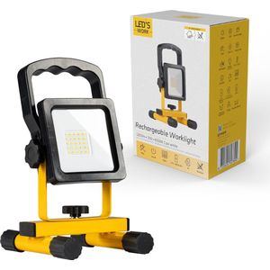 LED's Work draadloze LED Bouwlamp op accu 1200 - Oplaadbaar en kantelbaar - Zwart geel