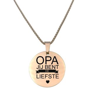 Ketting RVS - Rond - Rosegoud - Opa Jij Bent De Liefste