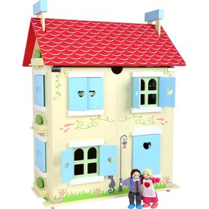 Poppenhuis - Verwijderbaar dak - Houten speelgoed vanaf 3 jaar
