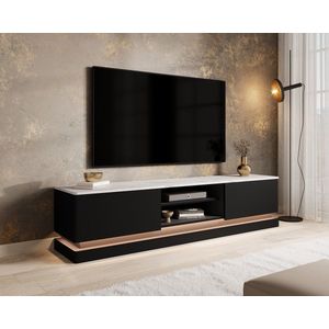 Meubella - TV-Meubel Daley - Zwart - 190 cm - Met LED