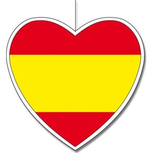 Hangdecoratie hart Spanje14 cm - Spaanse vlag EK/WK landen versiering