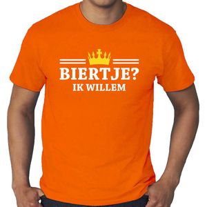 Grote maten Koningsdag t-shirt biertje ik willem - oranje - heren - koningsdag outfit / kleding XXXL