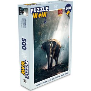 Puzzel Olifant - Dieren - Licht - Bos - Natuur - Wilde dieren - Legpuzzel - Puzzel 500 stukjes