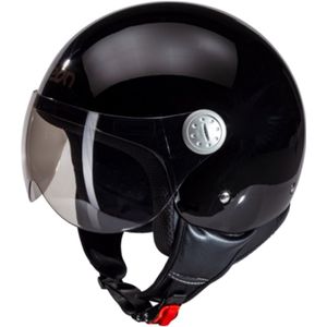 BEON B100 Scooter helm met vizier - Geschikt als Scooter Brommer Motor Snorfiets helm - Retro Vespa scooterhelm - Volwassenen - L - Zwart - Jethelm incl Gratis helmtas