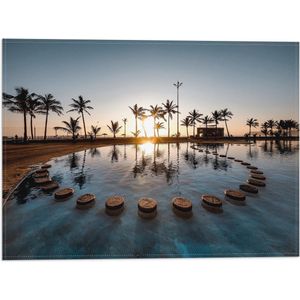 WallClassics - Vlag - Tropisch Meer met Palmbomen - 40x30 cm Foto op Polyester Vlag