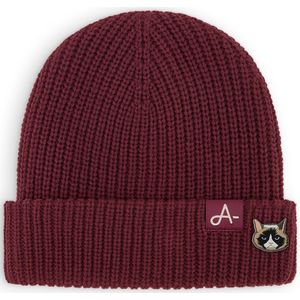 A-dam Catface - Beanie - Muts - Gemaakt van Gerecycled Polyester - Vegan - Heren en Dames - Volwassenen - Rood - One size