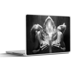 Laptop sticker - 17.3 inch - Vrouw - Engel - Veren - Portret - Zwart wit - 40x30cm - Laptopstickers - Laptop skin - Cover