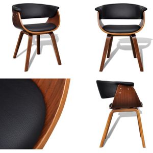 vidaXL Eetkamerstoel gebogen hout en kunstleer - Eetkamerstoel - Eetkamerstoelen - Keukenstoelen - Keukenstoel