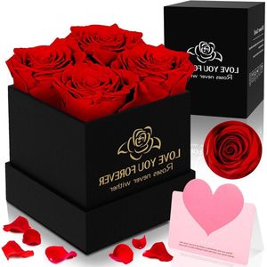 Eternal Rose Gift Box - 4 Naturally Preserved Roses for Valentine's Day, Birthday, or Anniversary Gift for Women