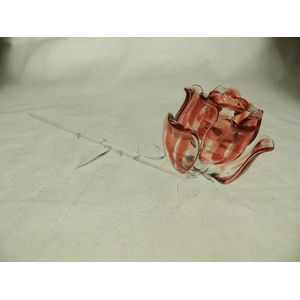 Glasdecoratie - hanger - 33 cm breed - liggende roos rood - valentijn - cadeau