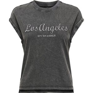 Only T-shirt Onlmerlit S/s Embroidery Top Box Jr 15330283 Black/los Angele Dames Maat - XS