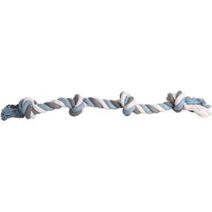 Flamingo Jim Met 4 Knopen - Speelgoed Honden - Hs Katoen Jim Knoopbeen 4 Knopen Blauw/wit/grijs 115cm - 1st