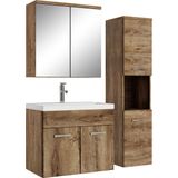 Badplaats Badkamermeubel Set Montreal 60 cm - Bruin Eiken - Badmeubel met spiegelkast en zijkast