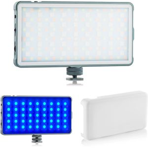 MOJOGEAR Medium LED RGB 12W met diffusor - LED RGB Videolamp - Geschikt voor camera's - Bevestig op een camera met cold shoe mount - Grijs/Wit