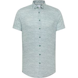 Blue Industry - Short Sleeve Overhemd Print Groen - Heren - Maat 38 - Slim-fit