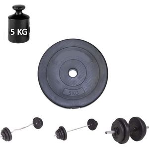 Halterschijf 5 kg  – Fitness Gewicht – Dumbbell Haltergewicht 5kg - OPENING 26mm - Buitendiameter 270mm - ZONDER STANG