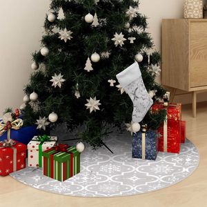 The Living Store Kerstboomrok Luxe - Wit - 122 cm - Stof - Sneeuwpatroon - Inclusief kerstsok