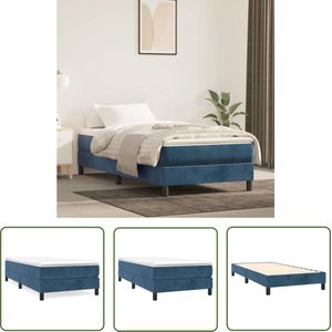 The Living Store Boxspringframe - Donkerblauw - Fluweel - 193 x 90 x 25 cm - Geschikt voor 90 x 190 cm matras - The Living Store