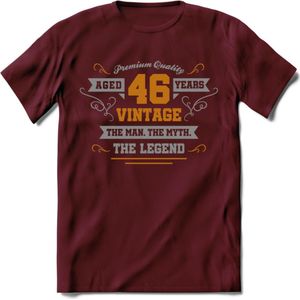 46 Jaar Legend T-Shirt | Goud - Zilver | Grappig Verjaardag Cadeau | Dames - Heren | - Burgundy - XL