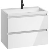 Saqu Gaia Slimline Badkamermeubel Set - 80x40 cm - Voorgemonteerd - Wit - Wastafelmeubel - Badmeubel