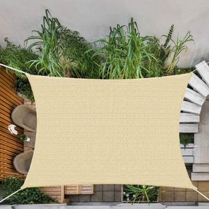 Springos Schaduwdoek | Zonnezeil | Rechthoek | 4 x 3 m | 90% Schaduw | Beige