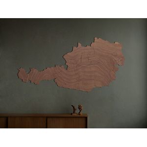 HOUTEN WANDDECORATIE / WOODEN WALL DECORATION - MUURDECORATIE / WALL ART - LANDKAART OOSTENRIJK / COUNTRY MAP AUSTRIA - 75 x 38cm - DONKER HOUT / DARK WOOD - WANDFIGUUR ÖSTERREICH - ECHT HOUT - REAL WOOD