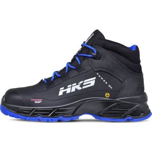 HKS CPO 50 R S3 werkschoenen - veiligheidsschoenen - safety shoes - hoog - heren - antislip - ESD - lichtgewicht - Vegan - zwart/blauw - maat 46