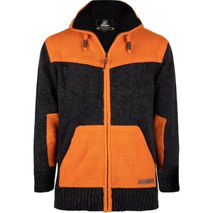 Gebreid Wollen Heren/Uni Vest van Schapenwol met Polyester Fleece voering en afneembare capuchon - SHAKALOHA - M Camber ZH AntraOrange 3XL