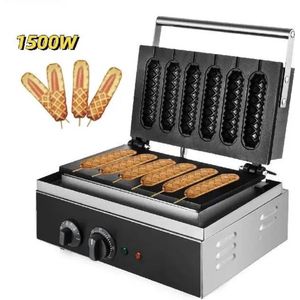 Wafelijzer - Worstmaker - Wafel Worst Maker - Hotdog Machine - 6 Worstjes - Non Stick Oppervlak - RVS - Zwart