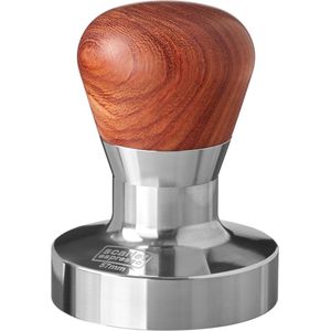 scarlet espresso | Tamper ""Passion"" voor barista; met ergonomische PVC of kostbaar houten handvat naar keuze en precisie roestvrijstalen basis.